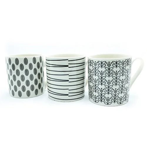 Ceramic Mug Black And White Patterned 12oz (Pack 12) 0399290