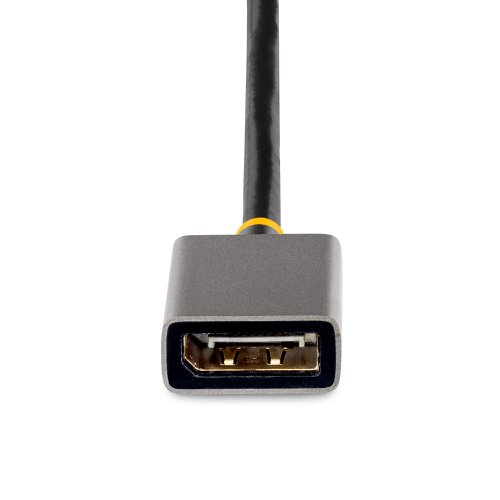 This HDMI to DisplayPort adapter connects a 4K 60Hz HDMI video source, such as a laptop or desktop, to a DisplayPort monitor or projector.This 1ft (30cm) HDMI to DisplayPort adapter supports up to 3840x2160 60Hz with HDR, HDCP 2.2, and 2-channel DisplayPort audio. In addition, it supports 4K 30hz, 1080p, and ultrawide resolutions up to 3440x1440 60Hz.The HDMI to DP converter features a 1ft (30cm) cable between the HDMI and DP connectors, reducing strain on ports and connectors. The adapter includes an attached 1ft (30cm) USB-A cable for connecting to a nearby powered USB port or a USB wall charger.Plug and play setup is compatible with any HDMI enabled laptop, desktop, Ultrabook, MacBook, or Chromebook. The HDMI to DP Adapter utilizes the video capabilities of the host device, reducing CPU usage that may occur with driver-based video adapters. Works with any operating system, including Windows, macOS, Ubuntu, and ChromeOS.