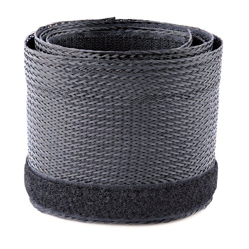 This flexible and lightweight mesh cable management sleeve, made from polyester and woven nylon fabric, provides the solution to cable clutter. Keep cables organized behind your computer monitor, while providing access to cables when needed.Hook-and-loop fasteners enable quick and convenient access to cable bundles. The sleeve expands to accommodate additional cables as needed. No tools are required and cables may remain connected when inserted into the cable management sleeve.Using sharp scissors, you can cut the cable-management sleeve to your desired length, to fit neatly under your desk or table, or behind your media centre.