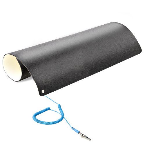 The desktop anti-static mat helps you protect your valuable equipment from the dangers of static electricity which can permanently damage components and render them unusable. This mat covers an area of 23.5 x 47.2 in (60 x 120 cm), ideal for manufacturing or repair facilities where electronic parts are in use. It can also be utilized in data centres, or in other any locations that requires ESD protection.Excellent Construction QualityThe anti-static mat complies with the ANSI / ESD S 4.1 surface resistance standard. The mat is composed of two PVC layers with a total thickness of 0.08 in (2 mm). The bottom black layer is textured for surface adhesion. The mat includes a coiled grounding cable which is long enough (6.6 ft / 2 m) to reach the most common grounding points.Easy to Deploy and StoreThe mat is made with a flexible PVC material that allows it to be easily rolled into a tube and used as a portable work surface or for minimalist storage. A convenient snap-on clip enables the grounding wire to be attached or removed with ease. You can easily clean the mat's with an anti-static mat cleaner to keep the ESD performance and protect the work surface.The LG-ANTI-STATIC-MAT is backed for 2-years by StarTech.com, including free lifetime 24/5 multi-lingual technical assistance.