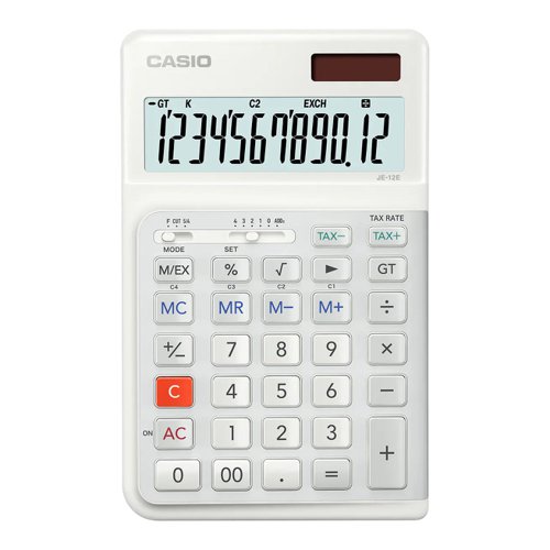 Casio JE-12E-WE 12 Digit Compact Ergonomic Desk Calculator JE-12E-WE-WA-EP