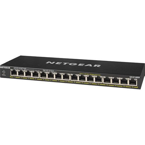 Netgear GS316EPP 16 Port High Powered Managed Gigabit Ethernet Plus Switch with 1 SFP Port  8NE10331592