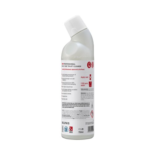 Delphis Eco's EU Ecolabel accredited Daily Use Toilet Cleaner inhibits limescale, rust and stains where germs and bacteria breed. It is safe to use on chrome, porcelain, enamel and stainless steel.