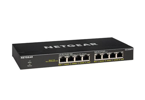 Netgear GS308PP 8 Port Unmanaged Gigabit Ethernet Power over Ethernet Network Switch