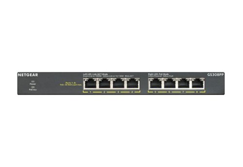 Netgear GS308PP 8 Port Unmanaged Gigabit Ethernet Power over Ethernet Network Switch  8NE10277979