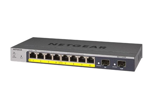 Netgear GS110TP 8 Port Gigabit Ethernet PoE Pro Smart Managed Switch with 2 SFP Ports and Cloud Management Netgear