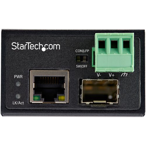 StarTech.com Industrial Fibre to Ethernet Media Converter - 100Mbps SFP to RJ45 Cat6 External Computer Cables 8STIMC100MSFP