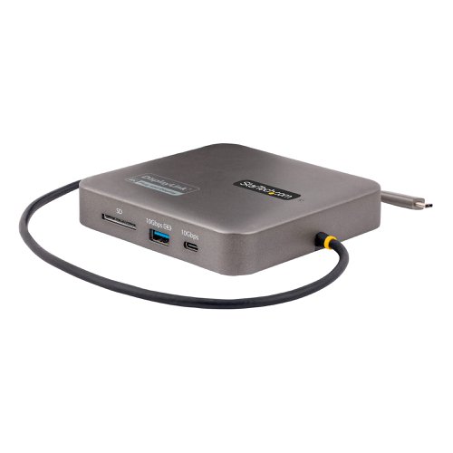 This USB-C Mini Dock / Multiport Adapter supports up to dual 4K 60Hz HDMI 2.0 converting your Dell XPS, MacBook or other USB-C laptop or tablet into a workstation, anywhere you go. The USB Type-C™ Multiport Adapter features 2x HDMI video outputs, a 2-Port USB 3.2 Gen 2 (10 Gbps) Hub (1x USB-A with B.C 1.2 charging, and 1x USB-C), an SD card reader, and Gigabit Ethernet. The adapter connects to your host computer's USB-C, USB4, or Thunderbolt 3/4™ port. Charge your host laptop and any attached USB peripherals by connecting the host laptop's power supply to the dedicated USB Power Delivery (PD) 3.0 port. The Multiport Adapter features an extra-long attached 22-inch (55 cm) host cable - for an extended reach, to offer more set up flexibility.