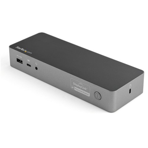 StarTech.com USB-C and USB-A Dock Hybrid Universal Laptop Docking Station with 100W Power Delivery Dual Monitor 4K 60Hz HDMI and DisplayPort