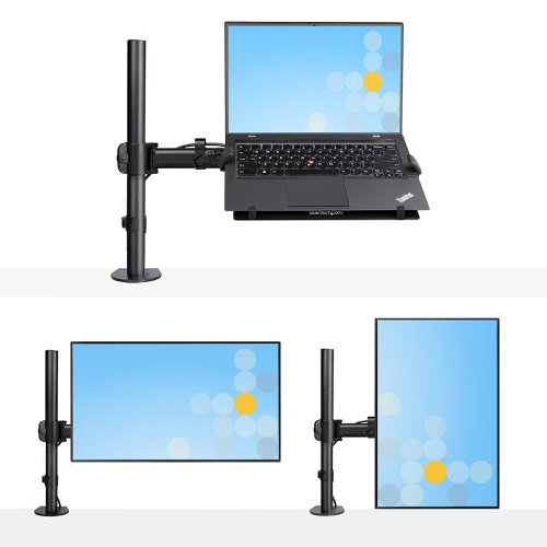 StarTech.com Monitor and Laptop Desk Mount for Displays Up to 34 Inches - Articulating VESA Laptop Tray Arm - Clamp / Grommet Mount  8STALAPTOPDESKM