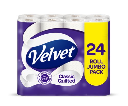 Velvet Classic Quilted 3 Ply Toilet Rolls FSC (Pack 24) - 1102049