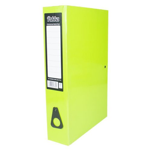 Pukka Brights Box File Foolscap Gloss Laminated Paper Board 75mm Spine Light Green (Pack 10) BR-7776
