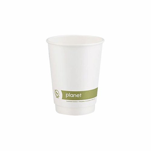 Planet 12oz Double Wall Plastic-Free Cups Hot Drink (Pack of 25) PFHCDW12