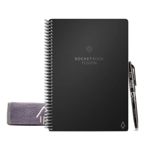 Rocketbook Fusion Executive A5 Reusable Smart Notebook 42 Multi-Format Style Pages Black 505468