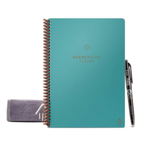 Rocketbook Fusion Executive A5 Reusable Smart Notebook 42 Multi-Format Style Pages Teal 505469