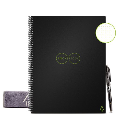 Rocketbook Core Letter A4 Reusable Smart Notebook 32 Pages Dot Grid Black 515906