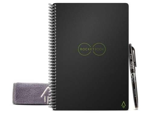 Rocketbook Core Executive A5 Reusable Smart Notebook 36 Pages Dot Grid With Erasable Pen Black 515905