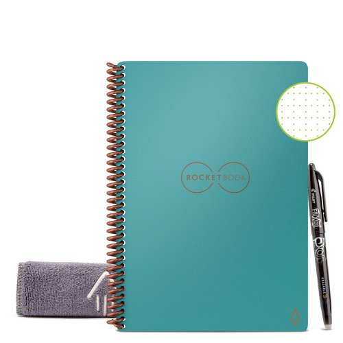 Rocketbook Core Executive A5 Reusable Smart Notebook 36 Pages Dot Grid With Erasable Pen Teal 505474