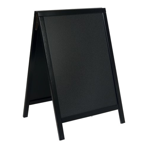 Securit Wooden Lacquered Finish Pavement Sandwich A-Frame Board 55 x 85cm - Outdoor Blackboard - SBD-BL-85