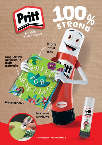 Pritt Original Glue Stick Sustainable Long Lasting Strong Adhesive Solvent Free 11g Mini (Pack 5) - 2741298