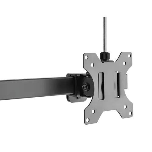 NEO44674 | Neomounts Dual Monitor Arm is a tilt, swivel and rotatable desk mount for two flat screens up to 27 inches. This mount is a great choice for space saving placement on desks using a desk stand. The versatile tilt (40 degree), rotate (360 degree) and swivel (20 degree) technology allows the mount to change to any viewing angle to fully benefit from the capabilities of the flat screen. The mount is manually height adjustable from 35-46cm with a depth of 5cm. The monitor arm has one pivot point and the weight capacity of this product is 6kg per screen. The desk mount is suitable for screens that meet VESA hole pattern 75x75 or 100x100mm.