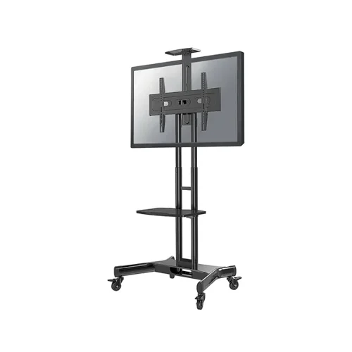 NEO44708 | The Neomounts NM-M1700BLACK is a mobile floor stand for flat screens up to 75 inches (191cm). This mobile stand is a great choice for space saving placement or when wall, ceiling mounting or desk placement is not an option. This unit stretches your investment by serving a variety of projection needs by sharing a large display over multiple rooms. Get optimal positioning for both standing and seated audiences, in any location. The mobile floor stand holds your TV, AV equipment and even hides your cables. The trolley features four solid castor wheels, of which the two front wheels are equipped with a brake.