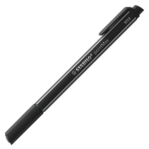SS50342 Stabilo PointMax Nylon Sign Pen Black (Pack of 10) 488/46