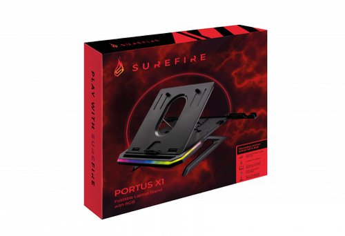 SureFire Portus X1 Gaming Laptop Stand with RGB Adjustable 48842 SUF48842 Buy online at Office 5Star or contact us Tel 01594 810081 for assistance