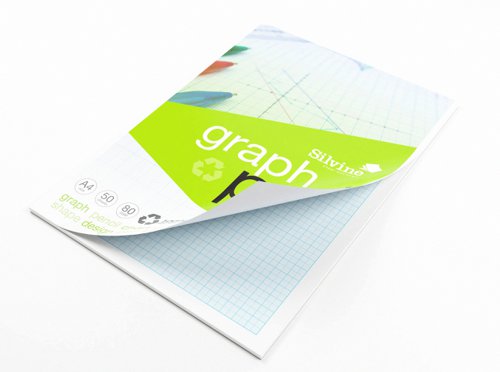 Silvine Recycled Graph Pad A4 Printed 1-5-10mm 50 Sheets 100% Recycled Paper Green (Pack 10) - A4GPRE  27957SC