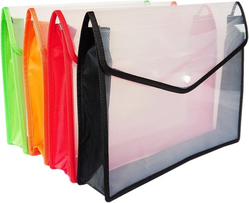 SECO Expandable Popper Wallet Foolscap Assorted Colours PK4 - EPW-AST