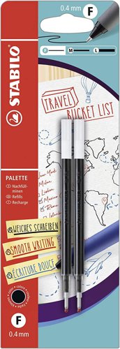 STABILO PALETTE Gel Rollerball Refill 0.4mm Line Black (Blister 2) B-55618-5 Refill Ink & Cartridges 10899ST