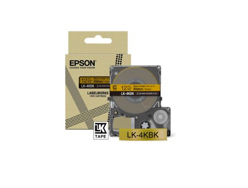 EPC53S654001 - Epson LK-4KBK Black on Gold Satin Ribbon Label Cartridge 12mm x 5m - C53S654001