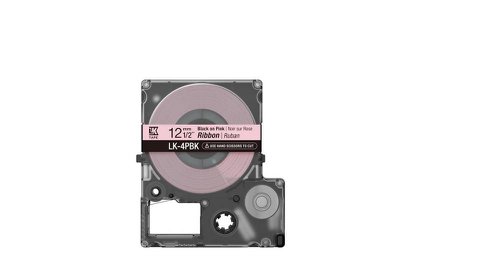 EPC53S654031 - Epson LK-4PBK Black on Pink Satin Ribbon Label Cartridge 12mm x5m - C53S654031