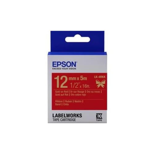 Epson LK-4RKK Gold on Red Satin Ribbon Label Cartridge 12mm x 5m - C53S654033
