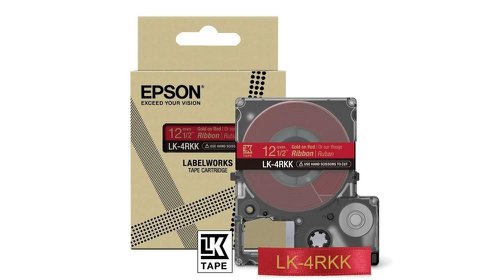 EPC53S654033 - Epson LK-4RKK Gold on Red Satin Ribbon Label Cartridge 12mm x 5m - C53S654033