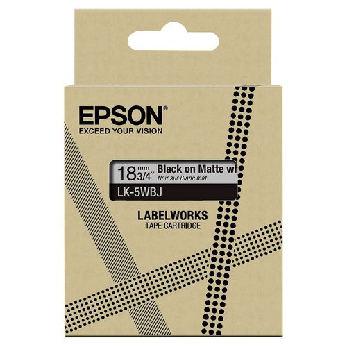 EPC53S672063 - Epson LK-5WBJ Black on Matte White Tape Cartridge 18mm - C53S672063