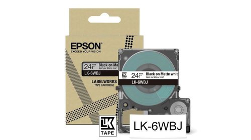 Epson LK-6WBJ Black on Matte WhiteTape Cartridge 24mm - C53S672064
