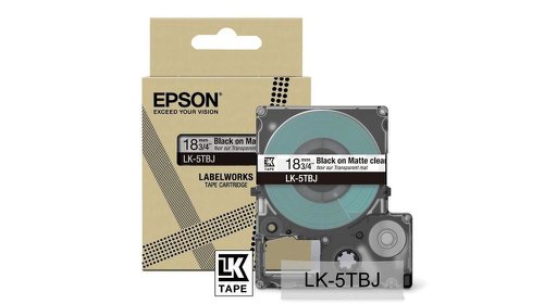 EPC53S672066 - Epson LK-5TBJ Black on Matte Clear Tape Cartridge 18mm - C53S672066