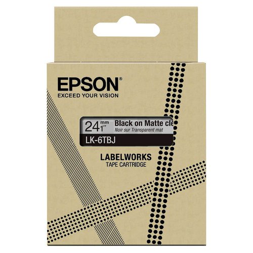 EPC53S672067 - Epson LK-6TBJ Black on Matte Clear Tape Cartridge 24mm - C53S672067