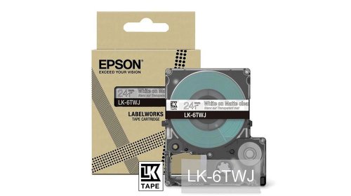 EPC53S672070 - Epson LK-6TWJ White on Matte Clear Tape Cartridge 24mm - C53S672070