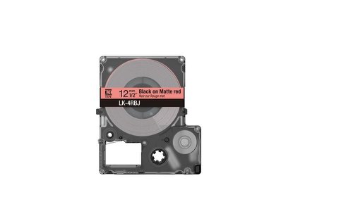 Epson LK-4RBJ Black on Matte Red Tape Cartridge 12mm - C53S672071