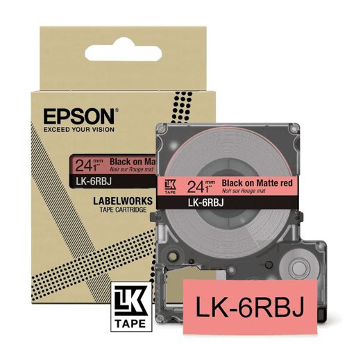 EPC53S672073 - Epson LK-6RBJ Black on Matte Red Tape Cartridge 24mm - C53S672073