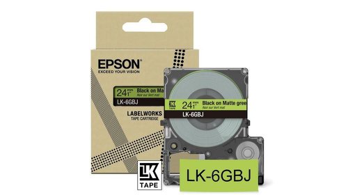 Epson LK-5GBJ Black on Matte GreenTape Cartridge 18mm - C53S672078