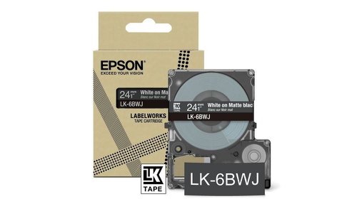 Epson LK-6BWJ White on Matte Black Tape Cartridge 24mm - C53S672084