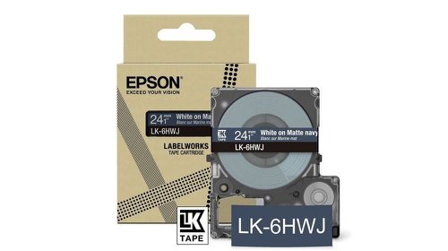Epson LK-6HWJ White on Matte Navy Tape Cartridge 24mm - C53S672086