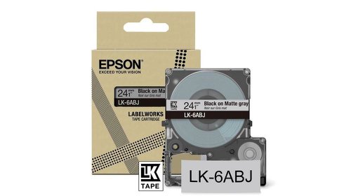 Epson LK-6ABJ Black on Matte Light Gray Tape Cartridge 24mm - C53S672088