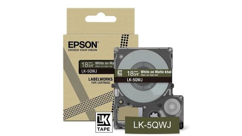 EPC53S672089 - Epson LK-5QWJ White on Matte Khaki Tape Cartridge 18mm - C53S672089