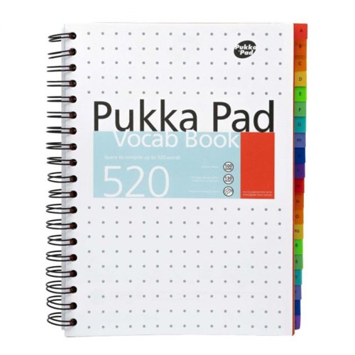 Pukka Pads Vocab Book B5 190 x 250mm Wirebound 520 Word A-Z Multicoloured Dividers White - 9599-VOC 26872PK