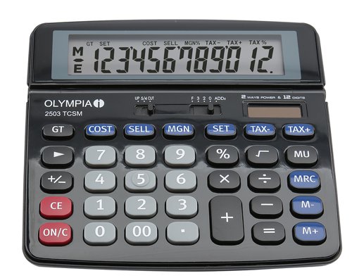 Olympia 2503 12 Digit Desk Calculator Black 40183 17501LM