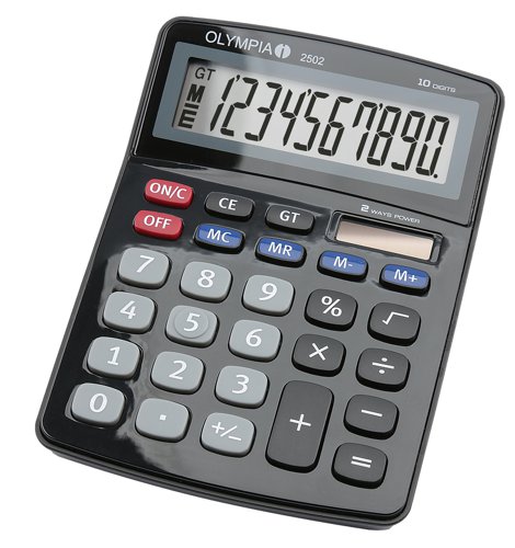 Olympia 2502 10 Digit Desk Calculator Black 40182 Desktop Calculators 17494LM